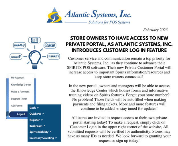 Atlantic Systems Creates a Private Customer Login Portal to our Existing Customers to Access the Company Information and Services.